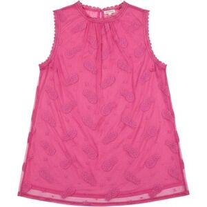 Torrid Hot Pink Pineapple Embroidered Mesh Sleeveless Top Plus Size 0 (Large 12)